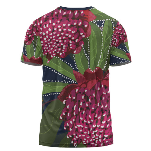 Australia Flowers Aboriginal T-shirt - Australian Waratah Flower Art T-shirt Australia Flowers Aboriginal T-shirt - Australian Waratah Flower Art T-shirt