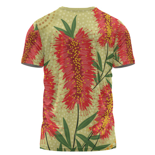 Australia Flowers Aboriginal T-shirt - Aboriginal Painting Red Bottle Brush Tree T-shirt Australia Flowers Aboriginal T-shirt - Aboriginal Painting Red Bottle Brush Tree T-shirt