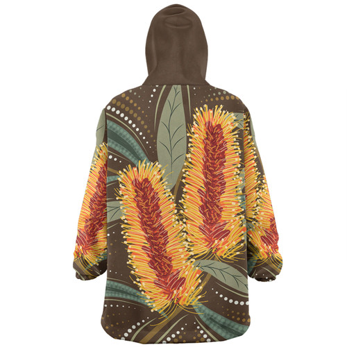 Australia Flowers Aboriginal Snug Hoodie - Aboriginal Dot Art With Yellow Banksia Flower Snug Hoodie Australia Flowers Aboriginal Snug Hoodie - Aboriginal Dot Art With Yellow Banksia Flower Snug Hoodie