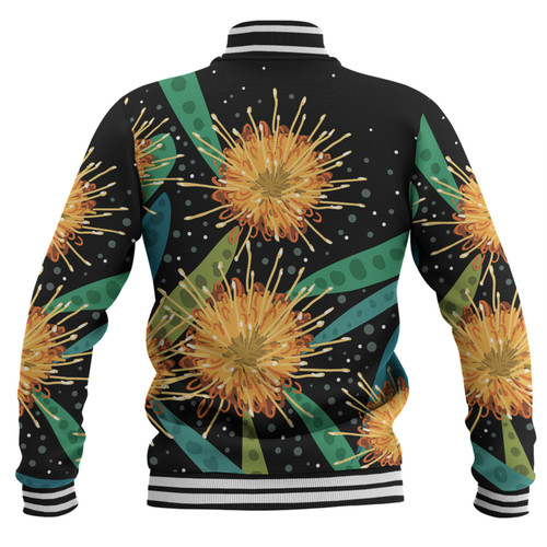 Australia Flowers Aboriginal Baseball Jacket - Australian Yellow Hakea Flower Art Baseball Jacket Australia Flowers Aboriginal Baseball Jacket - Australian Yellow Hakea Flower Art Baseball Jacket