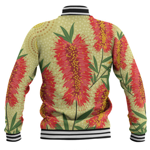 Australia Flowers Aboriginal Baseball Jacket - Aboriginal Painting Red Bottle Brush Tree Baseball Jacket Australia Flowers Aboriginal Baseball Jacket - Aboriginal Painting Red Bottle Brush Tree Baseball Jacket