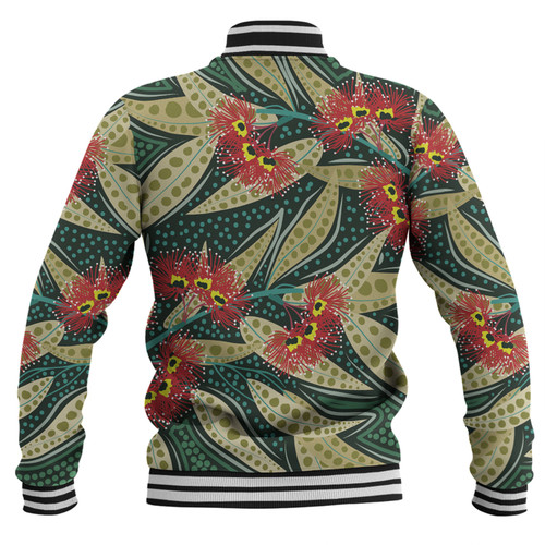 Australia Flowers Aboriginal Baseball Jacket - Aboriginal Dot Art of Australian Native Eucalyptus Plant Baseball Jacket Australia Flowers Aboriginal Baseball Jacket - Aboriginal Dot Art of Australian Native Eucalyptus Plant Baseball Jacket