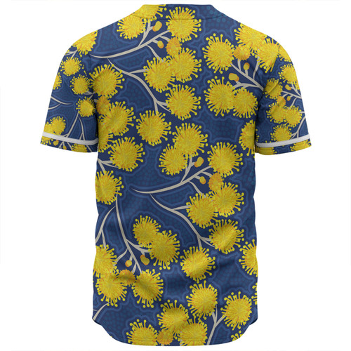 Australia Flowers Aboriginal Baseball Shirt - Yellow Wattle Flowers With Aboriginal Dot Art Baseball Shirt Australia Flowers Aboriginal Baseball Shirt - Yellow Wattle Flowers With Aboriginal Dot Art Baseball Shirt