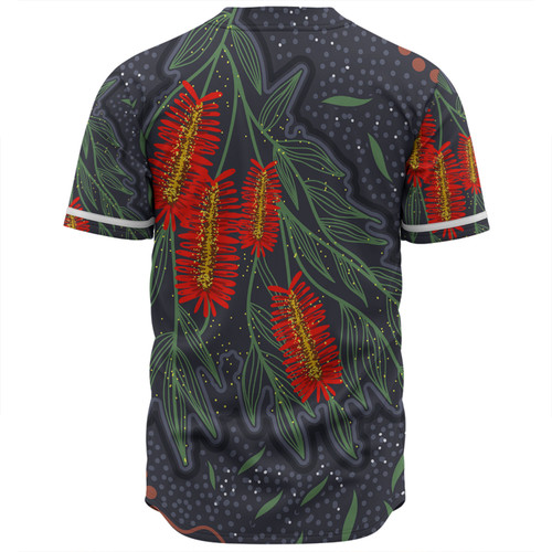 Australia Flowers Aboriginal Baseball Shirt - Bottle Brush Medicinal Plant Art Baseball Shirt Australia Flowers Aboriginal Baseball Shirt - Bottle Brush Medicinal Plant Art Baseball Shirt