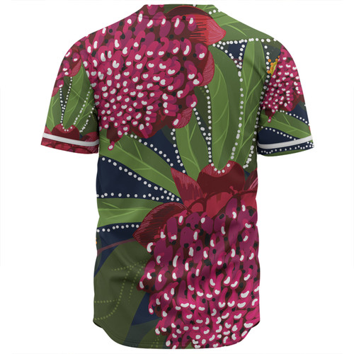 Australia Flowers Aboriginal Baseball Shirt - Australian Waratah Flower Art Baseball Shirt Australia Flowers Aboriginal Baseball Shirt - Australian Waratah Flower Art Baseball Shirt