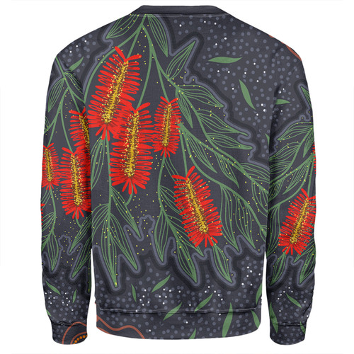 Australia Flowers Aboriginal Sweatshirt - Bottle Brush Medicinal Plant Art Sweatshirt Australia Flowers Aboriginal Sweatshirt - Bottle Brush Medicinal Plant Art Sweatshirt