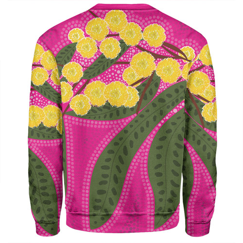 Australia Flowers Aboriginal Sweatshirt - Australian Yellow Wattle Flowers Painting In Aboriginal Dot Art Style Sweatshirt Australia Flowers Aboriginal Sweatshirt - Australian Yellow Wattle Flowers Painting In Aboriginal Dot Art Style Sweatshirt