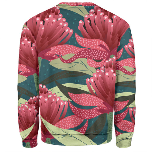 Australia Flowers Aboriginal Sweatshirt - Australian Waratah Flowers Painting In Aboriginal Style Sweatshirt Australia Flowers Aboriginal Sweatshirt - Australian Waratah Flowers Painting In Aboriginal Style Sweatshirt