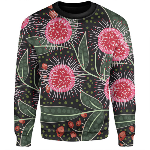 Australia Flowers Aboriginal Sweatshirt - Aboriginal Style Australian Hakea Flower Sweatshirt