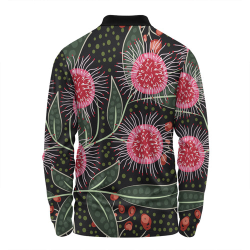 Australia Flowers Aboriginal Long Sleeve Polo Shirt - Aboriginal Style Australian Hakea Flower Long Sleeve Polo Shirt Australia Flowers Aboriginal Long Sleeve Polo Shirt - Aboriginal Style Australian Hakea Flower Long Sleeve Polo Shirt