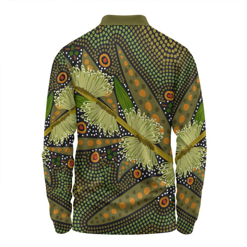 Australia Flowers Aboriginal Long Sleeve Polo Shirt - Aboriginal Dot Art Of Australian Native Flower Hakea Sericea Long Sleeve Polo Shirt Australia Flowers Aboriginal Long Sleeve Polo Shirt - Aboriginal Dot Art Of Australian Native Flower Hakea Sericea Long Sleeve Polo Shirt