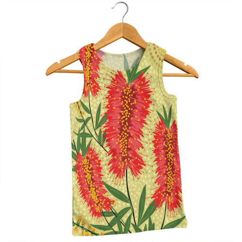 Australia Flowers Aboriginal Men Singlet - Aboriginal Painting Red Bottle Brush Tree Men Singlet