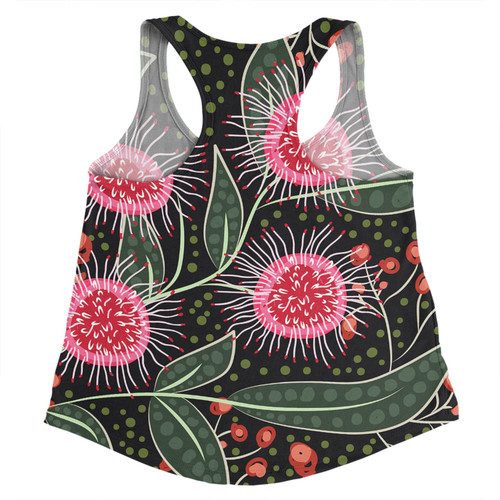 Australia Flowers Aboriginal Women Racerback Singlet - Aboriginal Style Australian Hakea Flower Women Racerback Singlet