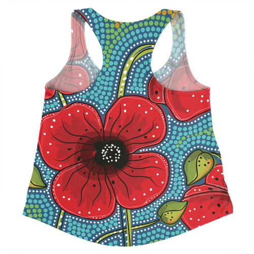 Australia Flowers Aboriginal Women Racerback Singlet - Aboriginal Dot Art Of Australian Poppy Flower Painting Women Racerback Singlet Australia Flowers Aboriginal Women Racerback Singlet - Aboriginal Dot Art Of Australian Poppy Flower Painting Women Racerback Singlet
