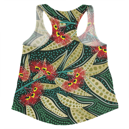 Australia Flowers Aboriginal Women Racerback Singlet - Aboriginal Dot Art of Australian Native Eucalyptus Plant Women Racerback Singlet Australia Flowers Aboriginal Women Racerback Singlet - Aboriginal Dot Art of Australian Native Eucalyptus Plant Women Racerback Singlet