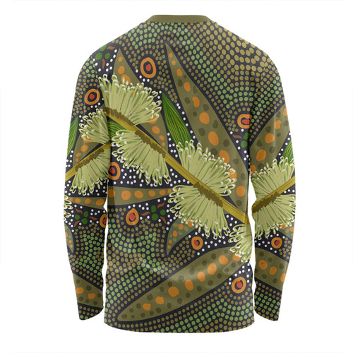 Australia Flowers Aboriginal Long Sleeve T-shirt - Aboriginal Dot Art Of Australian Native Flower Hakea Sericea Long Sleeve T-shirt Australia Flowers Aboriginal Long Sleeve T-shirt - Aboriginal Dot Art Of Australian Native Flower Hakea Sericea Long Sleeve T-shirt