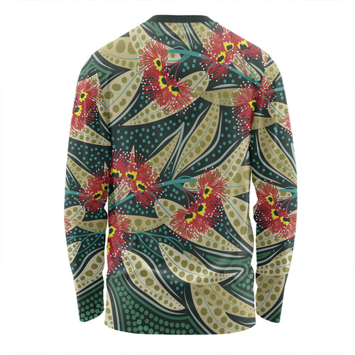 Australia Flowers Aboriginal Long Sleeve T-shirt - Aboriginal Dot Art of Australian Native Eucalyptus Plant Long Sleeve T-shirt Australia Flowers Aboriginal Long Sleeve T-shirt - Aboriginal Dot Art of Australian Native Eucalyptus Plant Long Sleeve T-shirt