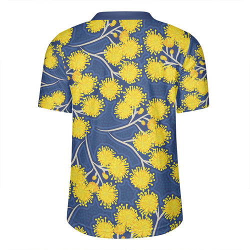Australia Flowers Aboriginal Rugby Jersey - Yellow Wattle Flowers With Aboriginal Dot Art Rugby Jersey Australia Flowers Aboriginal Rugby Jersey - Yellow Wattle Flowers With Aboriginal Dot Art Rugby Jersey