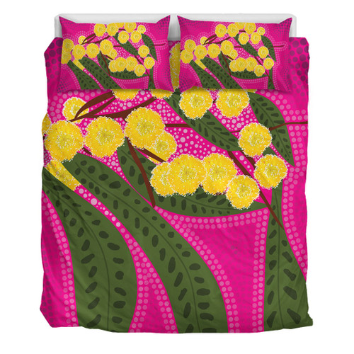 Australia Flowers Aboriginal Bedding Set - Australian Yellow Wattle Flowers Painting In Aboriginal Dot Art Style Bedding Set Australia Flowers Aboriginal Bedding Set - Australian Yellow Wattle Flowers Painting In Aboriginal Dot Art Style Bedding Set