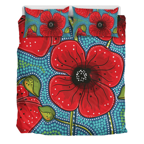 Australia Flowers Aboriginal Bedding Set - Aboriginal Dot Art Of Australian Poppy Flower Painting Bedding Set Australia Flowers Aboriginal Bedding Set - Aboriginal Dot Art Of Australian Poppy Flower Painting Bedding Set