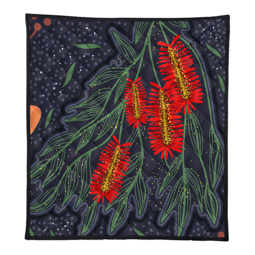 Australia Flowers Aboriginal Quilt - Bottle Brush Medicinal Plant Art Quilt Australia Flowers Aboriginal Quilt - Bottle Brush Medicinal Plant Art Quilt
