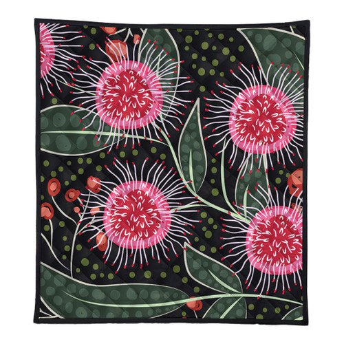 Australia Flowers Aboriginal Quilt - Aboriginal Style Australian Hakea Flower Quilt Australia Flowers Aboriginal Quilt - Aboriginal Style Australian Hakea Flower Quilt