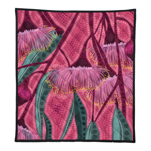 Australia Flowers Aboriginal Quilt - Aboriginal Dot Art Of Australian Native Eucalyptus Tree Branch Quilt Australia Flowers Aboriginal Quilt - Aboriginal Dot Art Of Australian Native Eucalyptus Tree Branch Quilt