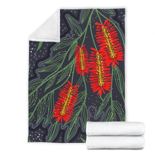 Australia Flowers Aboriginal Blanket - Bottle Brush Medicinal Plant Art Blanket Australia Flowers Aboriginal Blanket - Bottle Brush Medicinal Plant Art Blanket