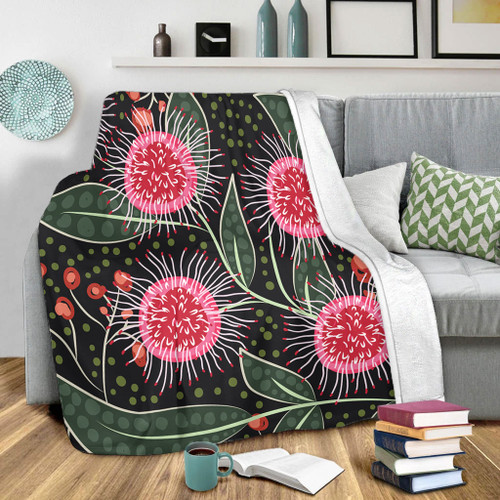 Australia Flowers Aboriginal Blanket - Aboriginal Style Australian Hakea Flower Blanket Australia Flowers Aboriginal Blanket - Aboriginal Style Australian Hakea Flower Blanket