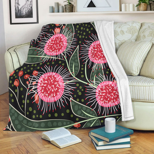 Australia Flowers Aboriginal Blanket - Aboriginal Style Australian Hakea Flower Blanket