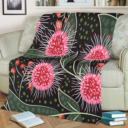Australia Flowers Aboriginal Blanket - Aboriginal Style Australian Hakea Flower Blanket Australia Flowers Aboriginal Blanket - Aboriginal Style Australian Hakea Flower Blanket