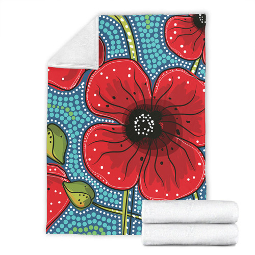 Australia Flowers Aboriginal Blanket - Aboriginal Dot Art Of Australian Poppy Flower Painting Blanket Australia Flowers Aboriginal Blanket - Aboriginal Dot Art Of Australian Poppy Flower Painting Blanket