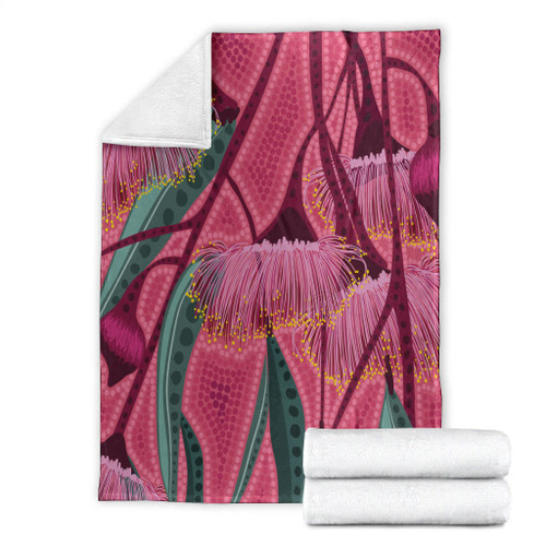 Australia Flowers Aboriginal Blanket - Aboriginal Dot Art Of Australian Native Eucalyptus Tree Branch Blanket Australia Flowers Aboriginal Blanket - Aboriginal Dot Art Of Australian Native Eucalyptus Tree Branch Blanket