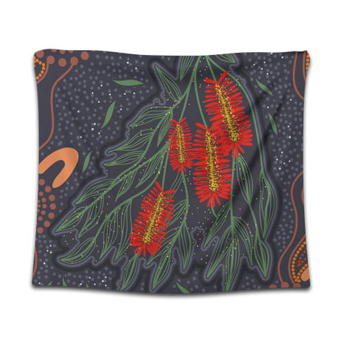 Australia Flowers Aboriginal Tapestry - Bottle Brush Medicinal Plant Art Tapestry Australia Flowers Aboriginal Tapestry - Bottle Brush Medicinal Plant Art Tapestry