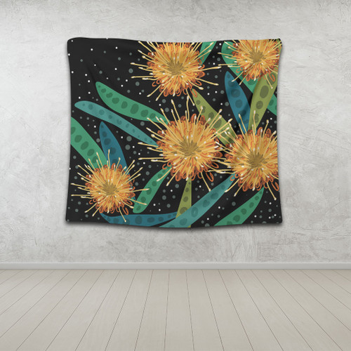 Australia Flowers Aboriginal Tapestry - Australian Yellow Hakea Flower Art Tapestry Australia Flowers Aboriginal Tapestry - Australian Yellow Hakea Flower Art Tapestry