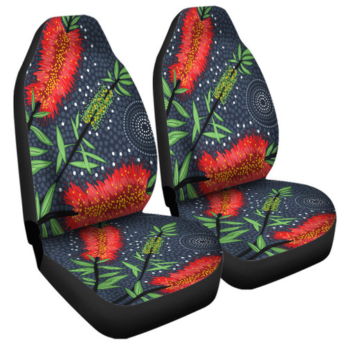 Australia Flowers Aboriginal Car Seat Cover - Red Bottle Brush Tree Depicted In Aboriginal Style Car Seat Cover Australia Flowers Aboriginal Car Seat Cover - Red Bottle Brush Tree Depicted In Aboriginal Style Car Seat Cover
