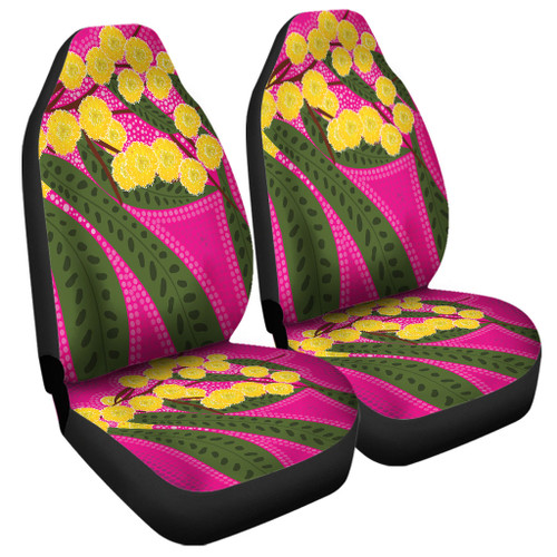 Australia Flowers Aboriginal Car Seat Cover - Australian Yellow Wattle Flowers Painting In Aboriginal Dot Art Style Car Seat Cover Australia Flowers Aboriginal Car Seat Cover - Australian Yellow Wattle Flowers Painting In Aboriginal Dot Art Style Car Seat Cover