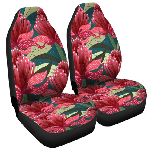Australia Flowers Aboriginal Car Seat Cover - Australian Waratah Flowers Painting In Aboriginal Style Car Seat Cover Australia Flowers Aboriginal Car Seat Cover - Australian Waratah Flowers Painting In Aboriginal Style Car Seat Cover