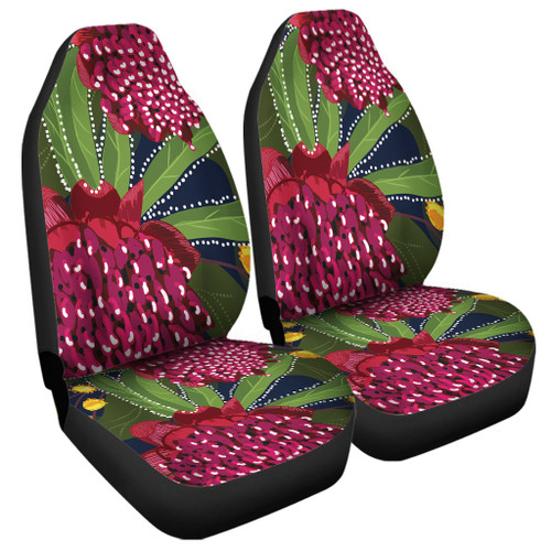 Australia Flowers Aboriginal Car Seat Cover - Australian Waratah Flower Art Car Seat Cover Australia Flowers Aboriginal Car Seat Cover - Australian Waratah Flower Art Car Seat Cover