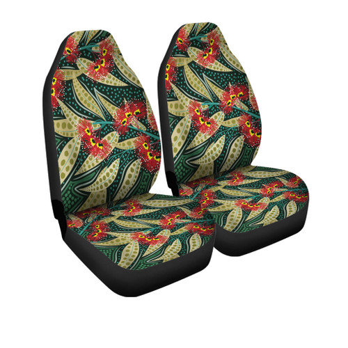 Australia Flowers Aboriginal Car Seat Cover - Aboriginal Dot Art of Australian Native Eucalyptus Plant Car Seat Cover Australia Flowers Aboriginal Car Seat Cover - Aboriginal Dot Art of Australian Native Eucalyptus Plant Car Seat Cover