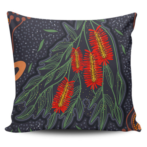Australia Flowers Aboriginal Pillow Cases - Bottle Brush Medicinal Plant Art Pillow Cases Australia Flowers Aboriginal Pillow Cases - Bottle Brush Medicinal Plant Art Pillow Cases