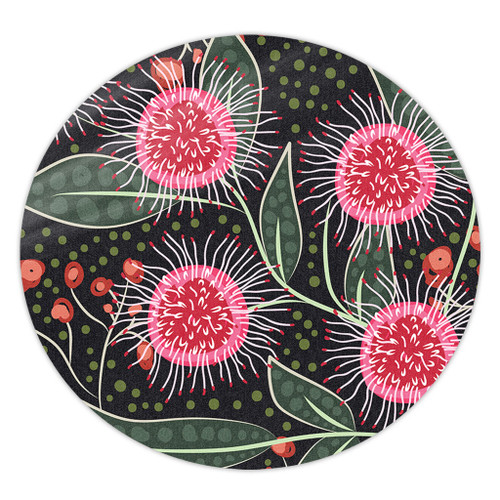 Australia Flowers Aboriginal Round Rug - Aboriginal Style Australian Hakea Flower Round Rug Australia Flowers Aboriginal Round Rug - Aboriginal Style Australian Hakea Flower Round Rug