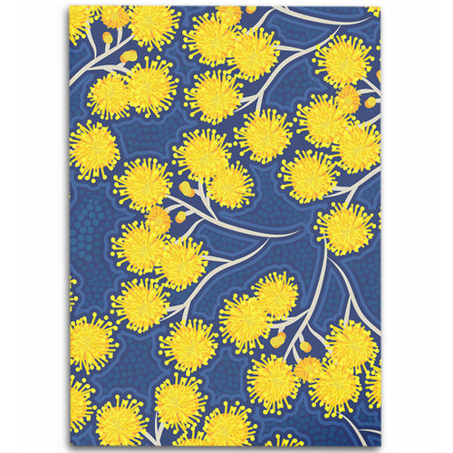Australia Flowers Aboriginal Area Rug - Yellow Wattle Flowers With Aboriginal Dot Art Area Rug Australia Flowers Aboriginal Area Rug - Yellow Wattle Flowers With Aboriginal Dot Art Area Rug