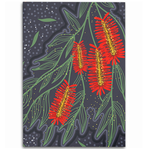 Australia Flowers Aboriginal Area Rug - Bottle Brush Medicinal Plant Art Area Rug
