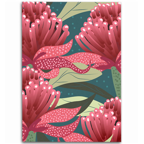 Australia Flowers Aboriginal Area Rug - Australian Waratah Flowers Painting In Aboriginal Style Area Rug Australia Flowers Aboriginal Area Rug - Australian Waratah Flowers Painting In Aboriginal Style Area Rug