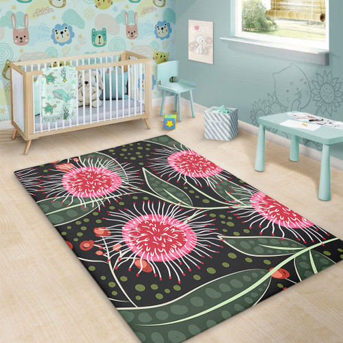 Australia Flowers Aboriginal Area Rug - Aboriginal Style Australian Hakea Flower Area Rug Australia Flowers Aboriginal Area Rug - Aboriginal Style Australian Hakea Flower Area Rug