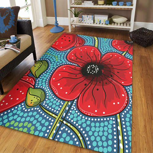Australia Flowers Aboriginal Area Rug - Aboriginal Dot Art Of Australian Poppy Flower Painting Area Rug Australia Flowers Aboriginal Area Rug - Aboriginal Dot Art Of Australian Poppy Flower Painting Area Rug