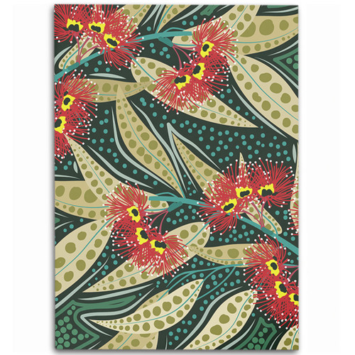 Australia Flowers Aboriginal Area Rug - Aboriginal Dot Art of Australian Native Eucalyptus Plant Area Rug Australia Flowers Aboriginal Area Rug - Aboriginal Dot Art of Australian Native Eucalyptus Plant Area Rug