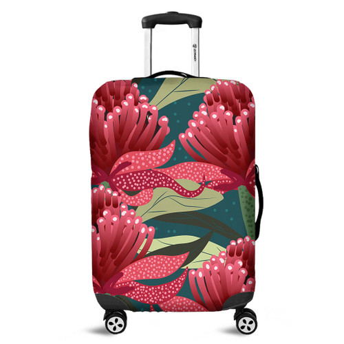 Australia Flowers Aboriginal Luggage Cover - Australian Waratah Flowers Painting In Aboriginal Style Luggage Cover Australia Flowers Aboriginal Luggage Cover - Australian Waratah Flowers Painting In Aboriginal Style Luggage Cover