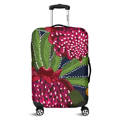 Australia Flowers Aboriginal Luggage Cover - Australian Waratah Flower Art Luggage Cover Australia Flowers Aboriginal Luggage Cover - Australian Waratah Flower Art Luggage Cover